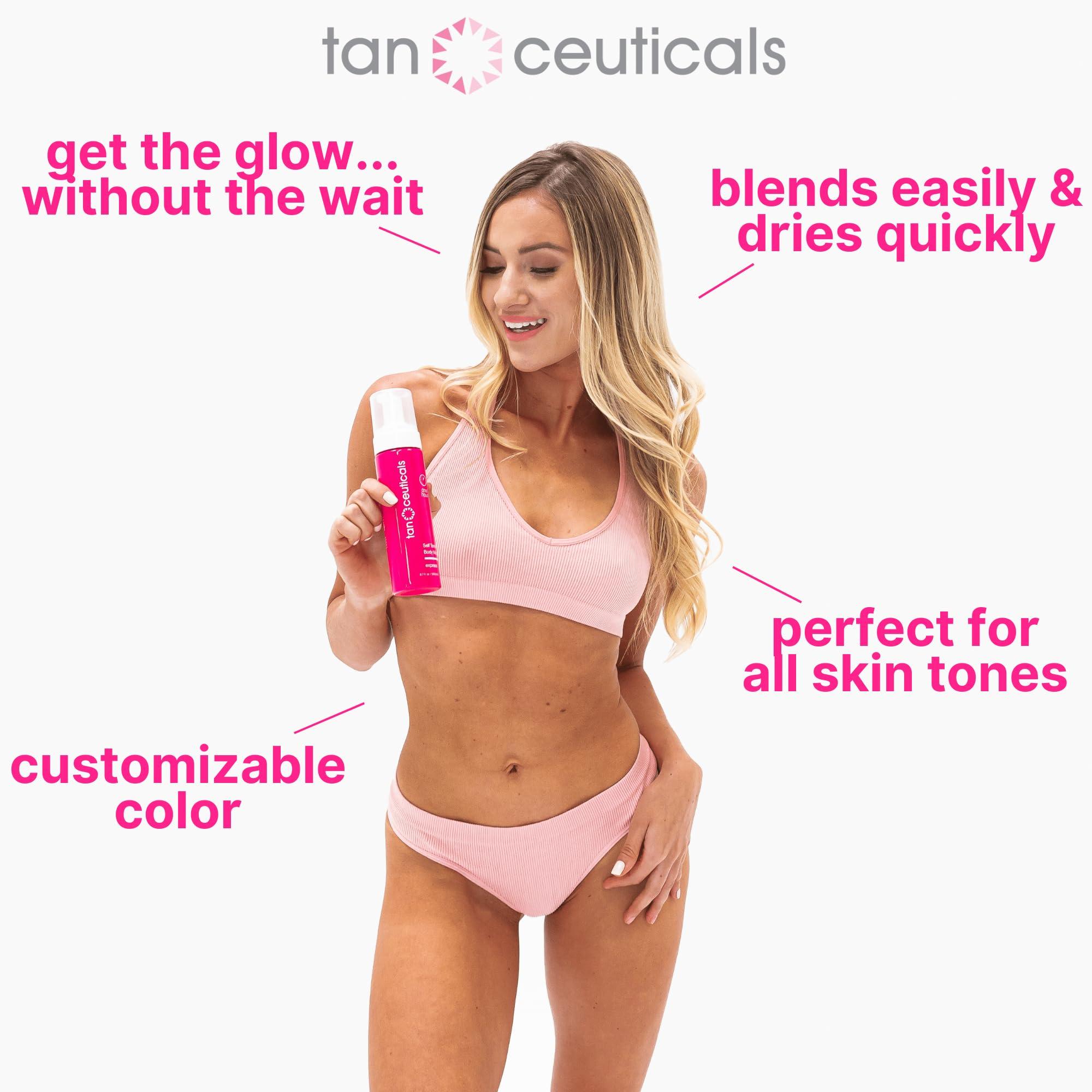 Tanceuticals Tanceuticals Express Self Tanning Body Mousse - Fast Acting Self Tan Foam - Develops in 1-4 Hours, Natural Looking, Vegan & Cruelty Free - Sunless Tanner with Acai Berry, Pomegranate & Argan Oil