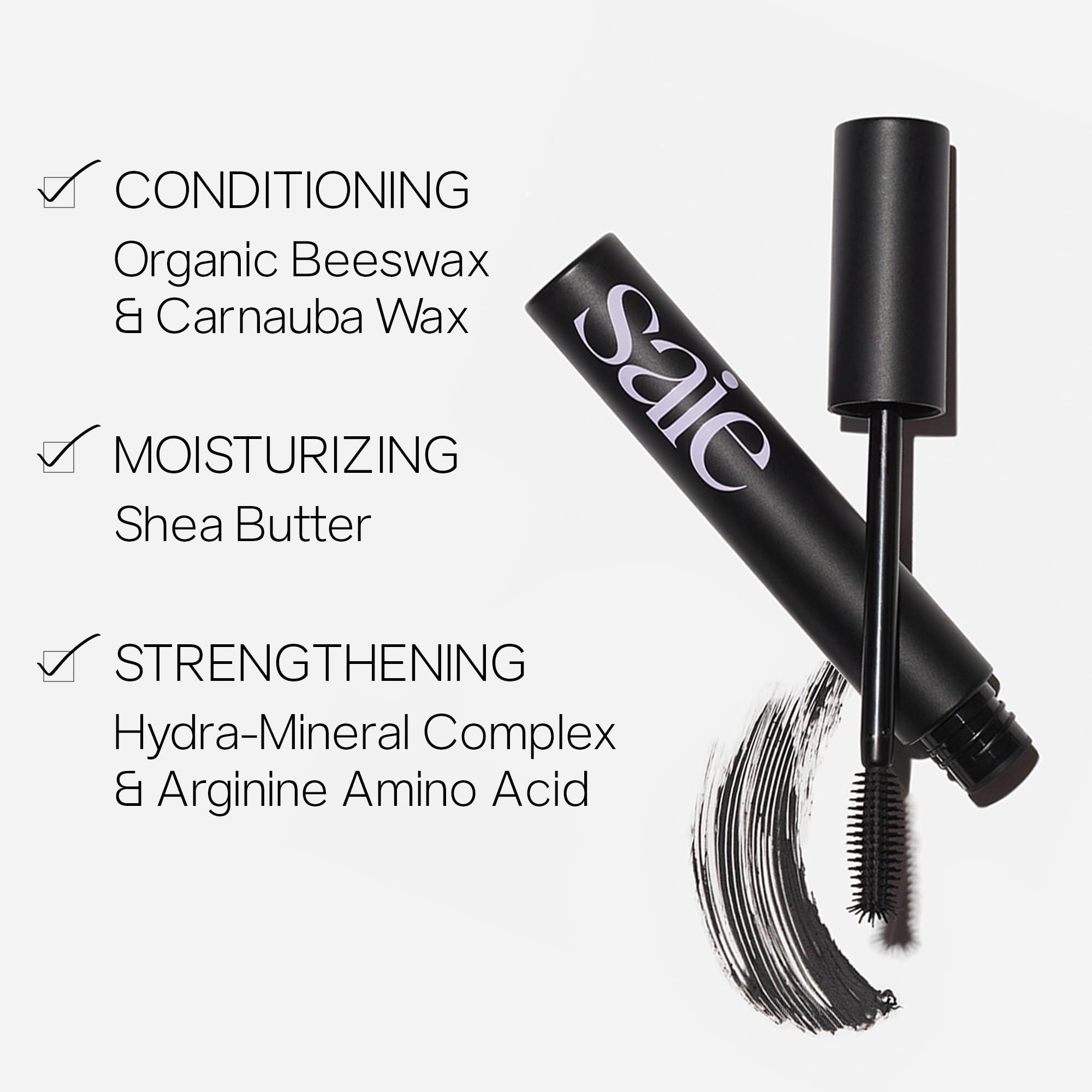 Saie Saie Mascara 101 - Buildable + Lash Lengthening Mascara Formulated to Strengthen and Condition with Rich Nutrients - Black (0.31 oz)
