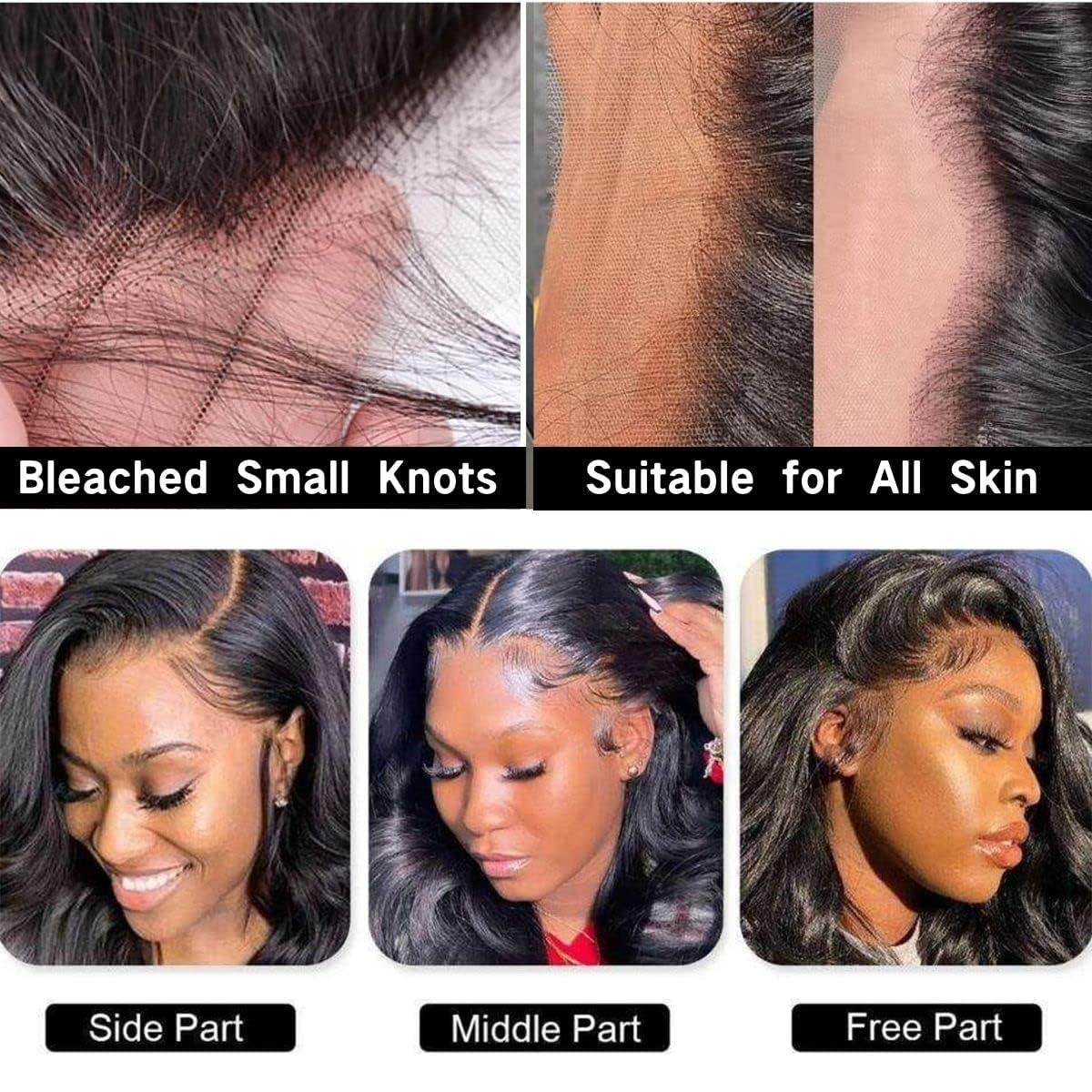 Doiwile 13 x 4 Lace Frontal Closure Body Wave Ear to Ear HD Lace Frontal Pre Plucked 100% Remy Human Hair Frontal Closures Free Part 150% Density (13x4 lace closure, 16inch)