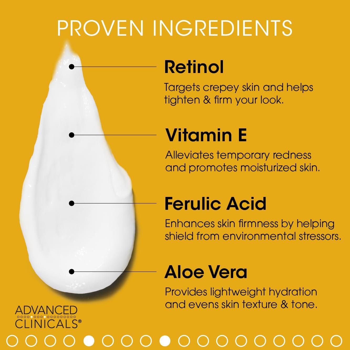 Advanced Clinicals Advanced Clinicals Retinol Body Lotion + Coconut Oil Cream 2pc Set | Moisturizer Face Lotion & Body Cream | Crepey Skin Care Treatment | Coconut Body Lotion + Retinol Cream Targets Crepe Skin, 2pc