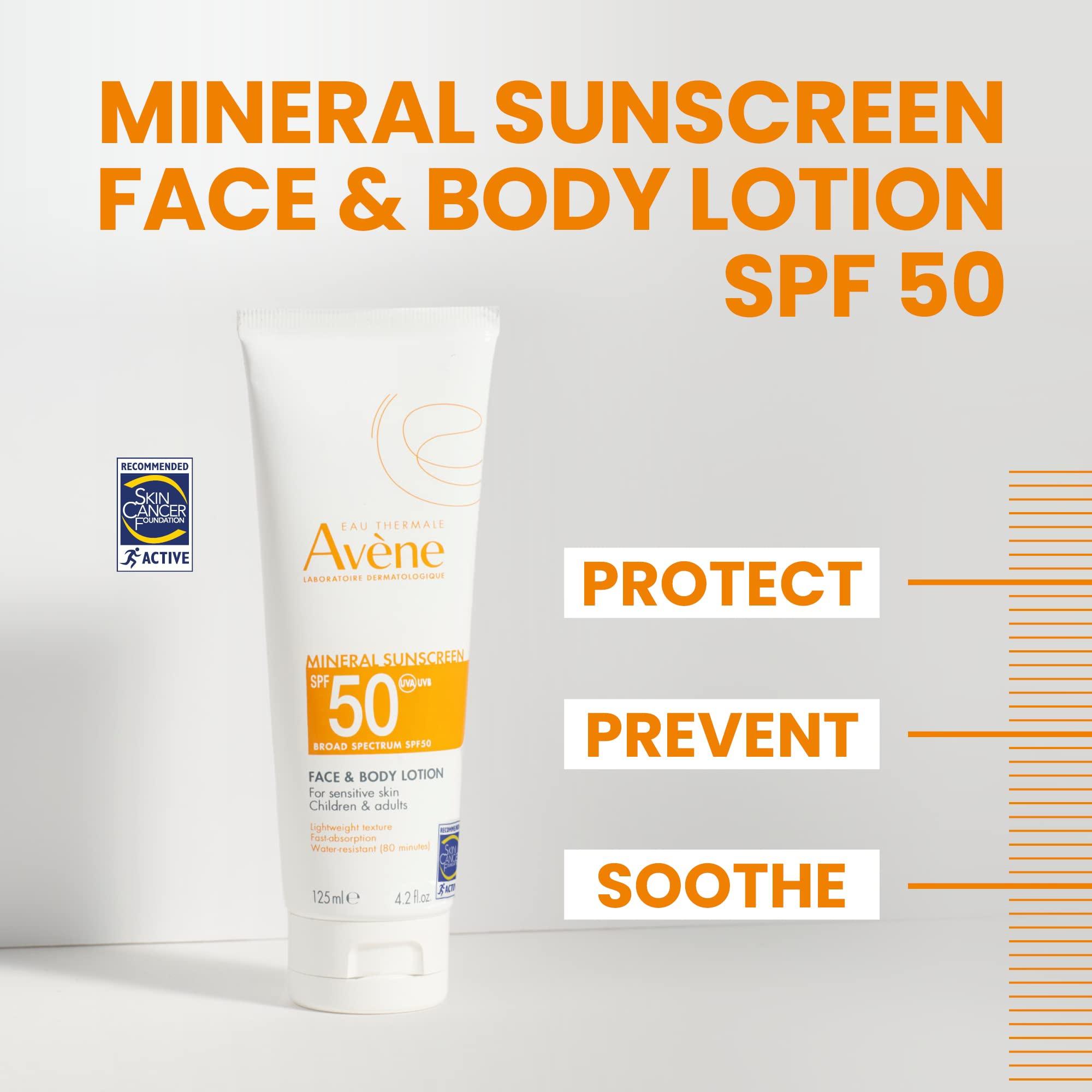 Eau Thermale Avne Avene Mineral Sunscreen Broad Spectrum SPF 50 Face and Body Lotion 4.23 Fl Oz