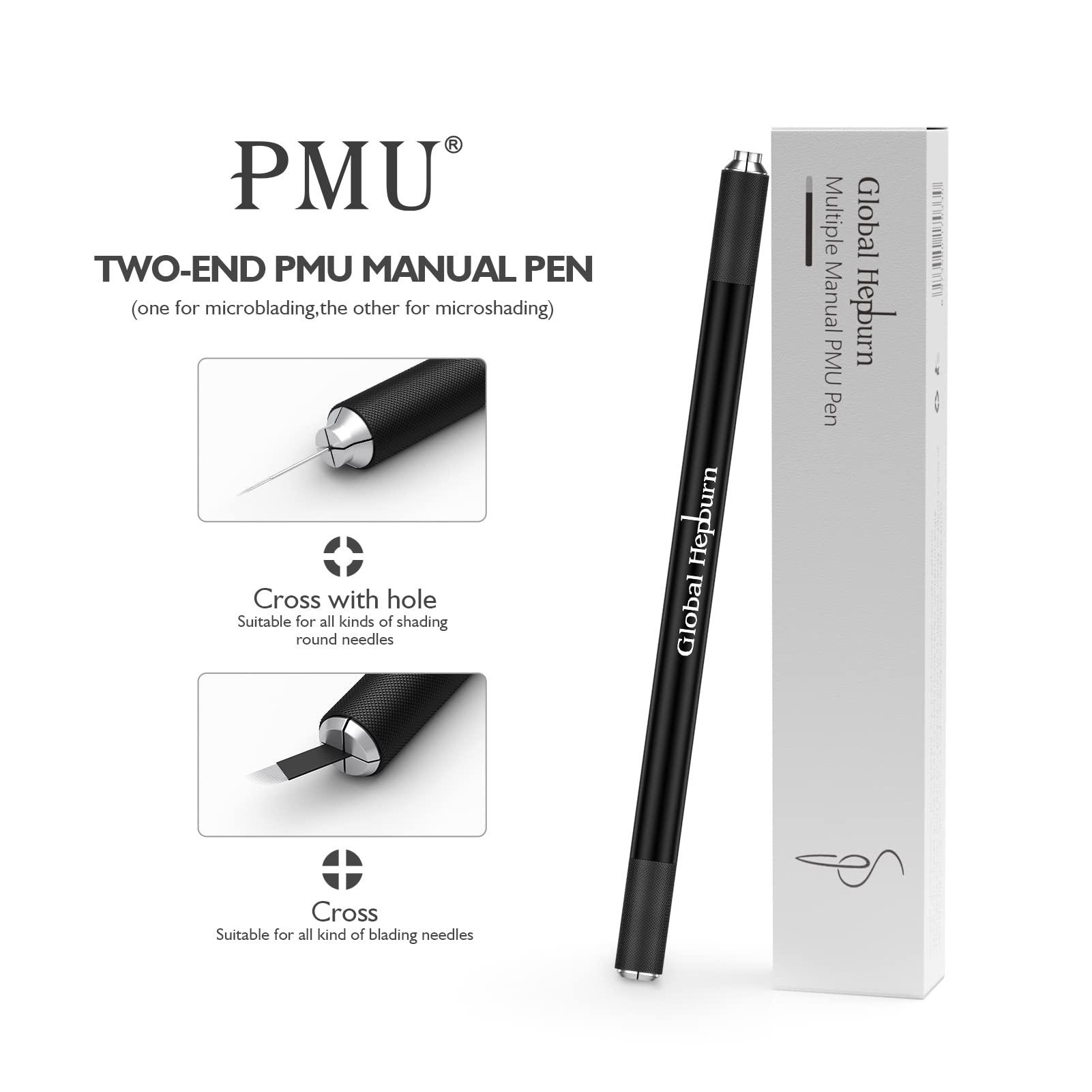 PMU PERMANENT MAKEUP PMU 2 in 1 Aluminum Manual Microblading Pen for Eyebrow Permanent Makeup Tattoo Pen