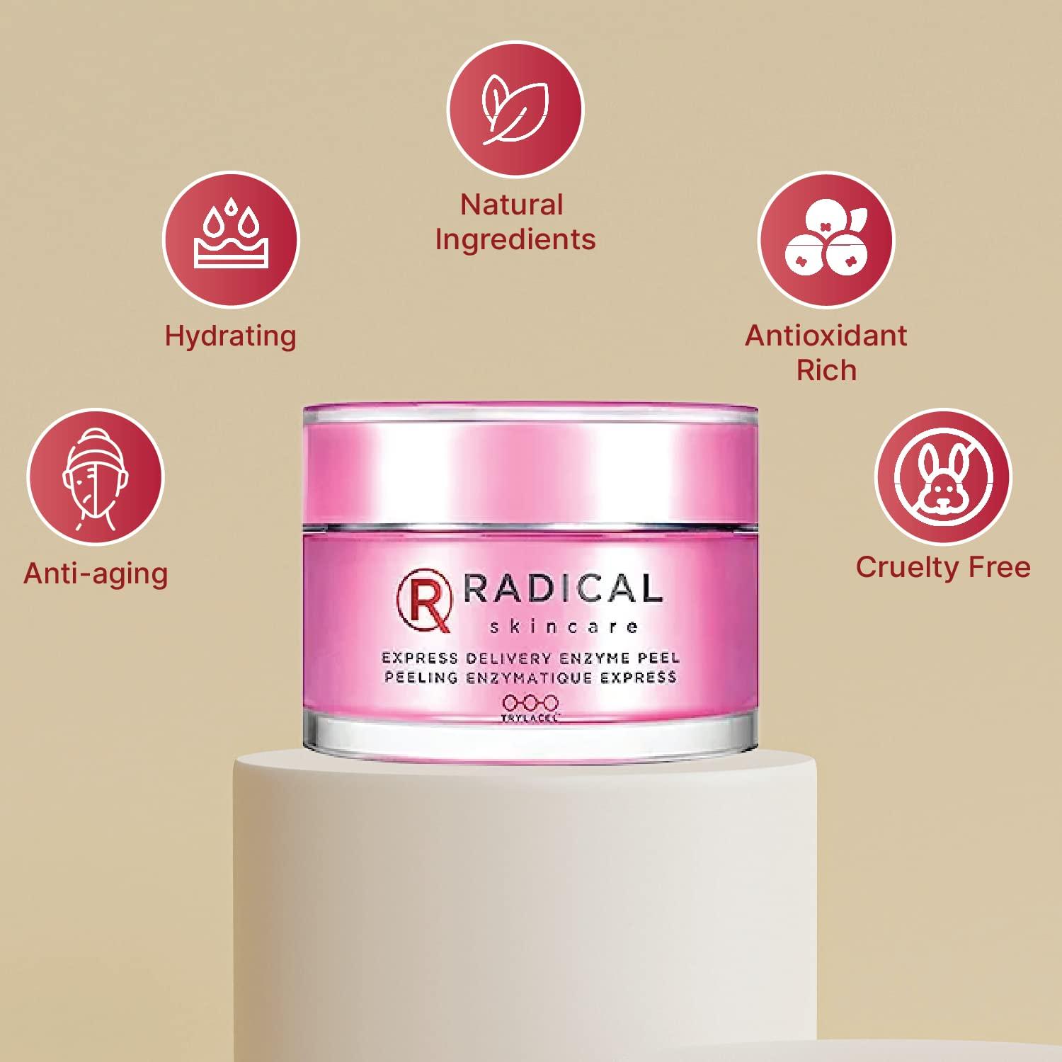 Radical Skincare Radical Skincare Express Delivery Facial Enzyme Peel Mask Cleanser Exfoliator - Reveal Smooth, Supple, Polished Skin In Minutes | Paraben & Cruelty Free | Clinically Proven Results (1.7 oz)