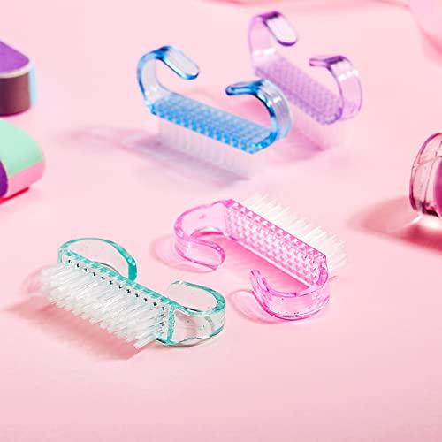 EBOOT 4 Pieces Handle Nail Brush Nail Hand Scrubbing Cleaning Brush (Small, Multicolor)