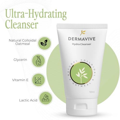 Dermavive Dermavive Hydrating Facial Cleanser, Soap-Free Gentle Cleanser with Colloidal Oatmeal & Vitamin E, Soothes & Moisturizes Sensitive & Dry Skin, Suitable for All Skin Types, 120ml (4.05oz)