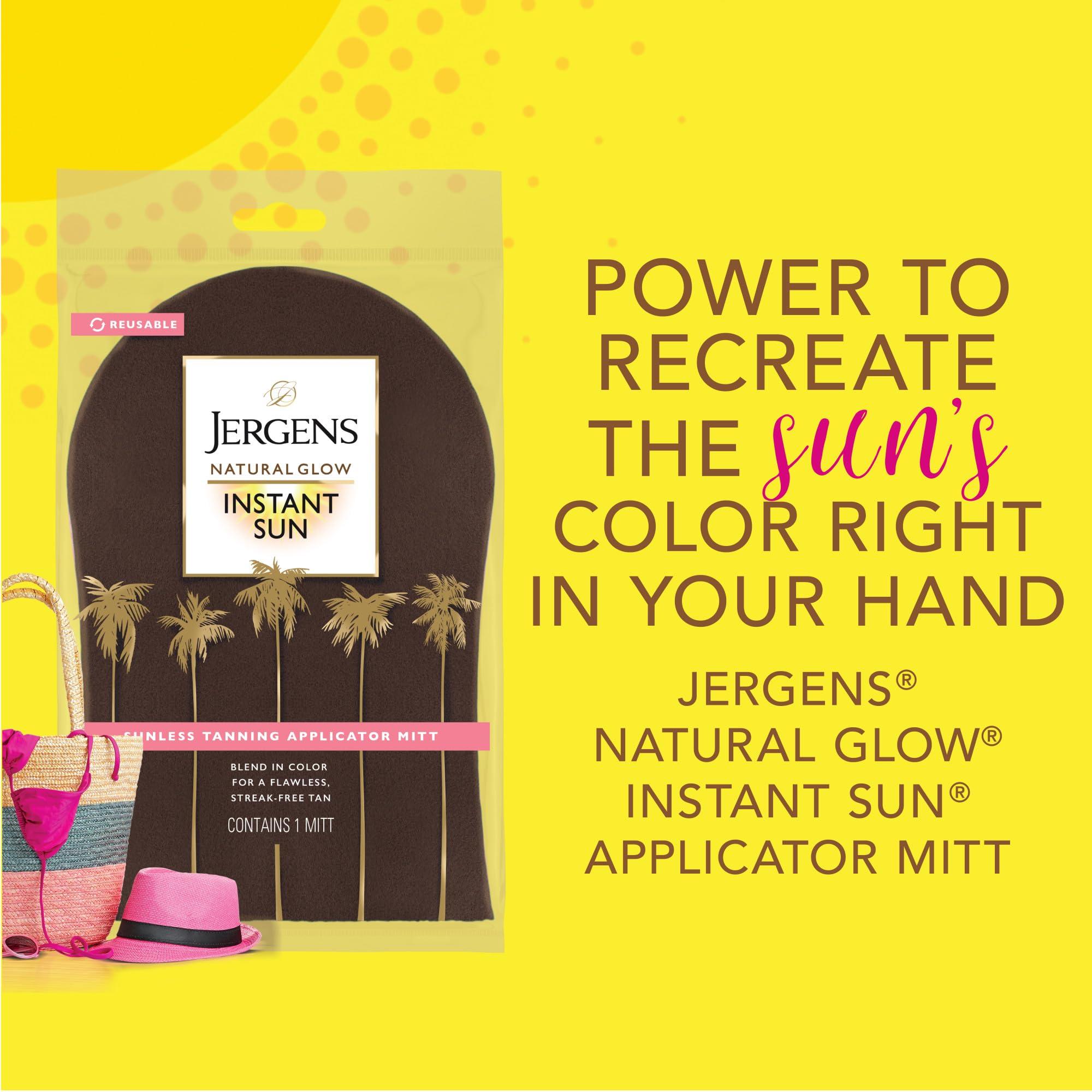 Jergens Jergens Natural Glow Instant Sun Bundle: Light Bronze Sunless Tanning Moisturizer + Bronzing Lotion 6oz Bottle and Applicator Mitt