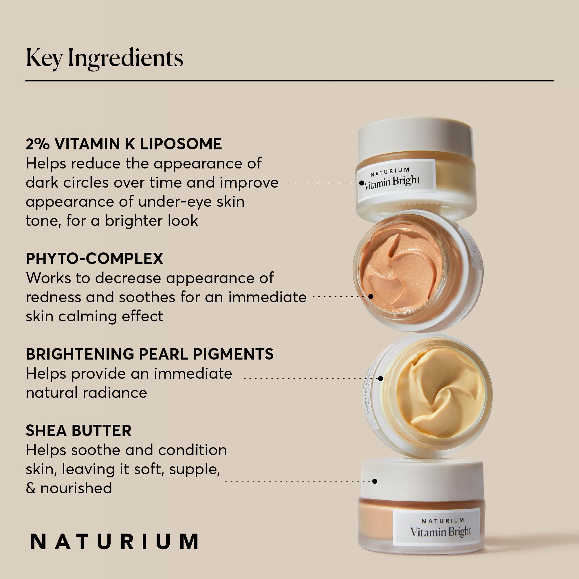 Naturium Naturium Vitamin Bright Illuminating Eye Cream, Under Eye Repair Cream for Dark Circles, with Vitamin K, Phyto-Complex, & Mineral Pigments, Light/Medium, 0.5 oz
