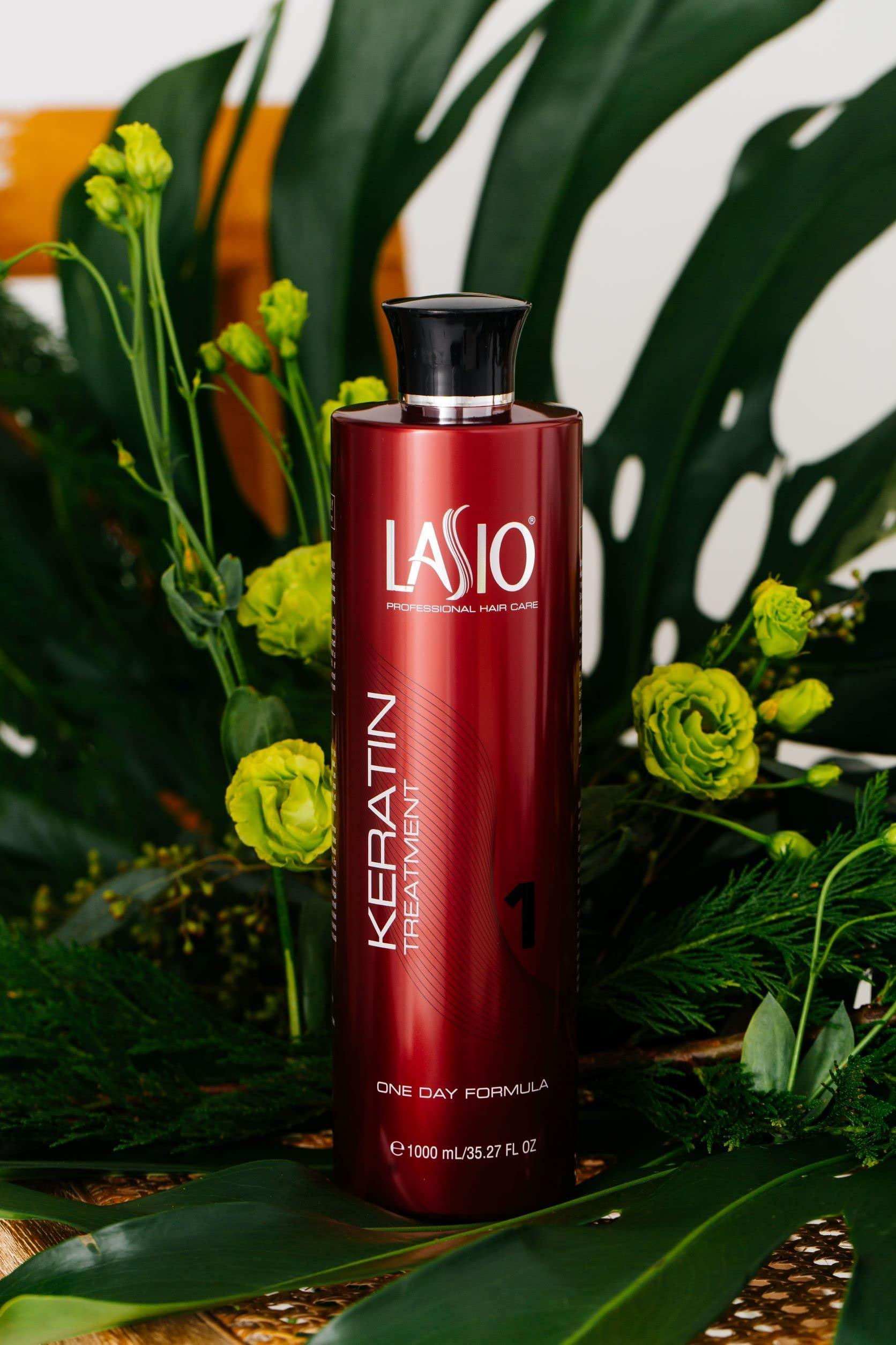 Lasio Lasio Keratin Treatment One Day Formula Infused with Amber Extract Lightweight Conditioner Frizz Free Reduce 90% Curls Quickly Fume Free Professional Salon Level Grade 35.27 Fl. Oz
