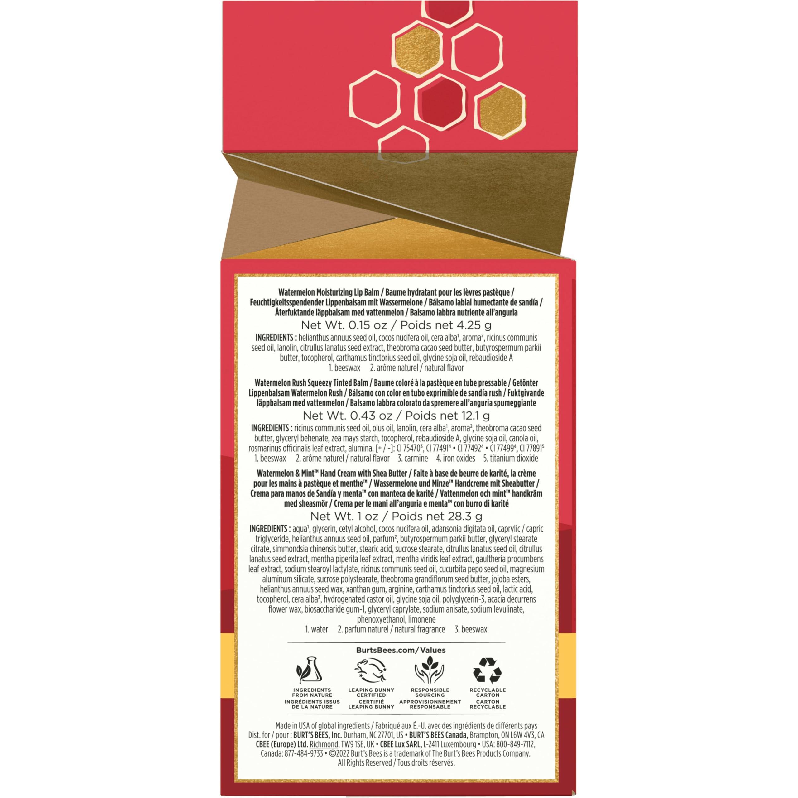 Burt's Bees Burt's Bees, 3 Lip Care Products, Squeezy Trio Tinted Lip Balm Set, Berry Sorbet, Sweet Peach & Watermelon Rush