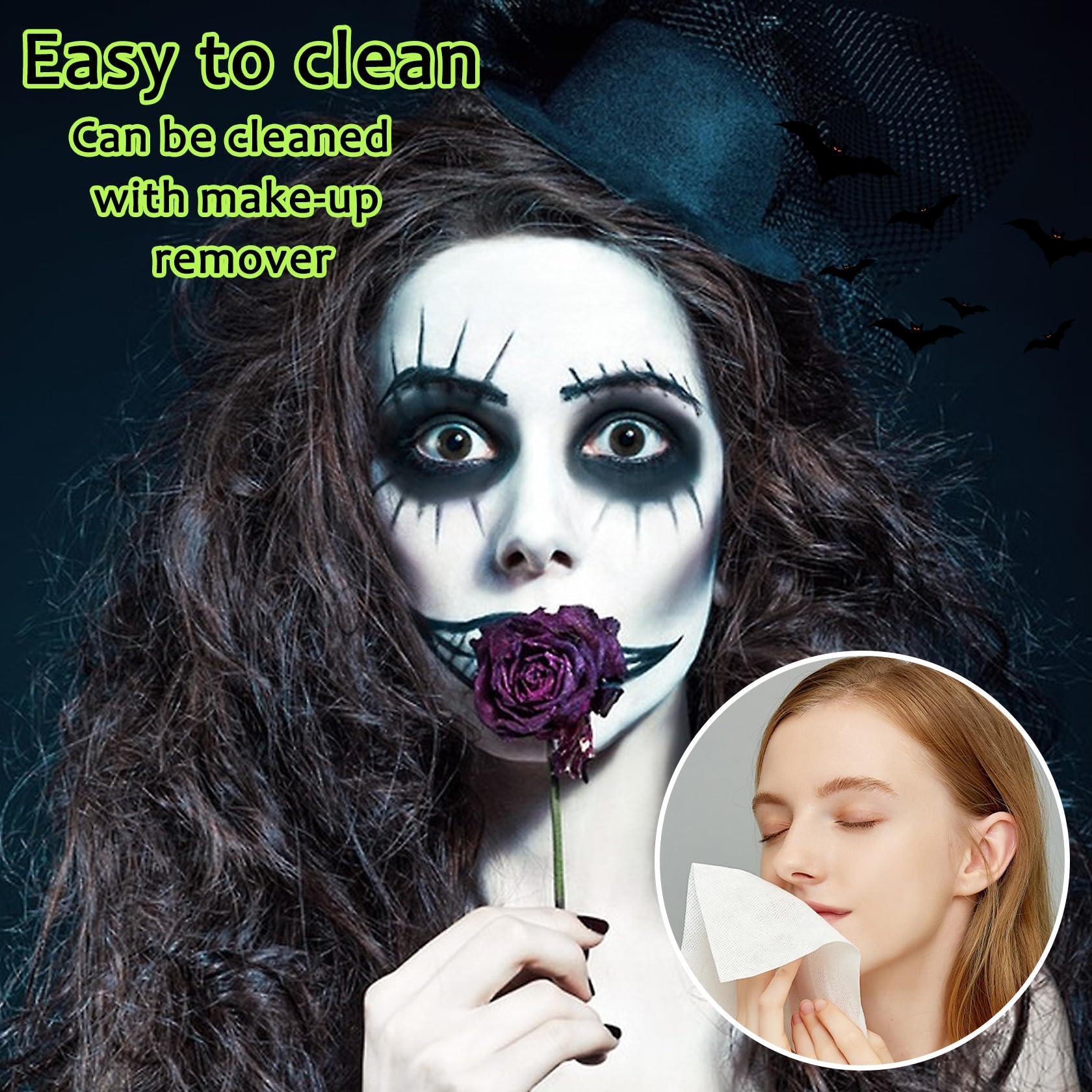 LingHaoLH 2PCS Black and White Halloween Face Body Paint Makeup Kit,Oil Based Cream Face Painting Kit,Waterproof Long Lasting Blendable Face Paint Kit for Cosplay Goth Skull Zombie Joker Vampire Makeup