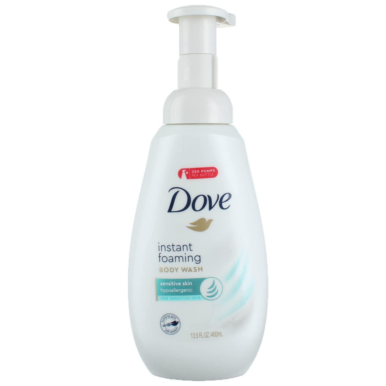 Dove Dove Instant Foaming Body Wash for Softer and Smoother Skin Sensitive Skin Effectively Washes Away & Body Wash with Pump Sensitive Skin Hypoallergenic, Paraben-Free, Sulfate-Free, Cruelty-Free