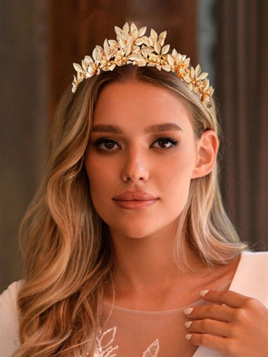 Brishow Brishow Gold Leaf Headband Geek Goddess Headpiece Roman Laurel Wedding Headdress Olive Branch Hair Accessories for Women and Girls