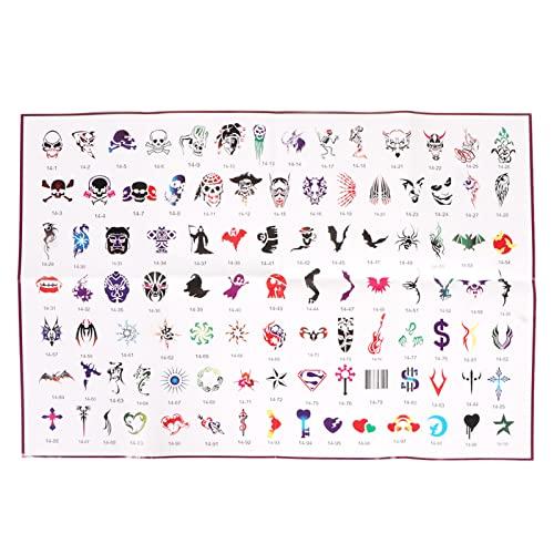 LBEC Temporary Tattoos Stencils, Professional Exquisite Reusable Temporary Tattoo Stencil Book for Face (Book 14)
