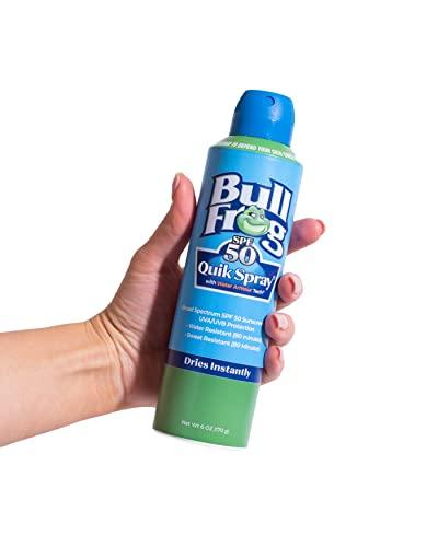 BullFrog Bullfrog Quik Spray Sunscreen SPF 50 | Oxybenzone & Octinoxate Free | Broad Spectrum Moisturizing UVA/UVB, 6oz