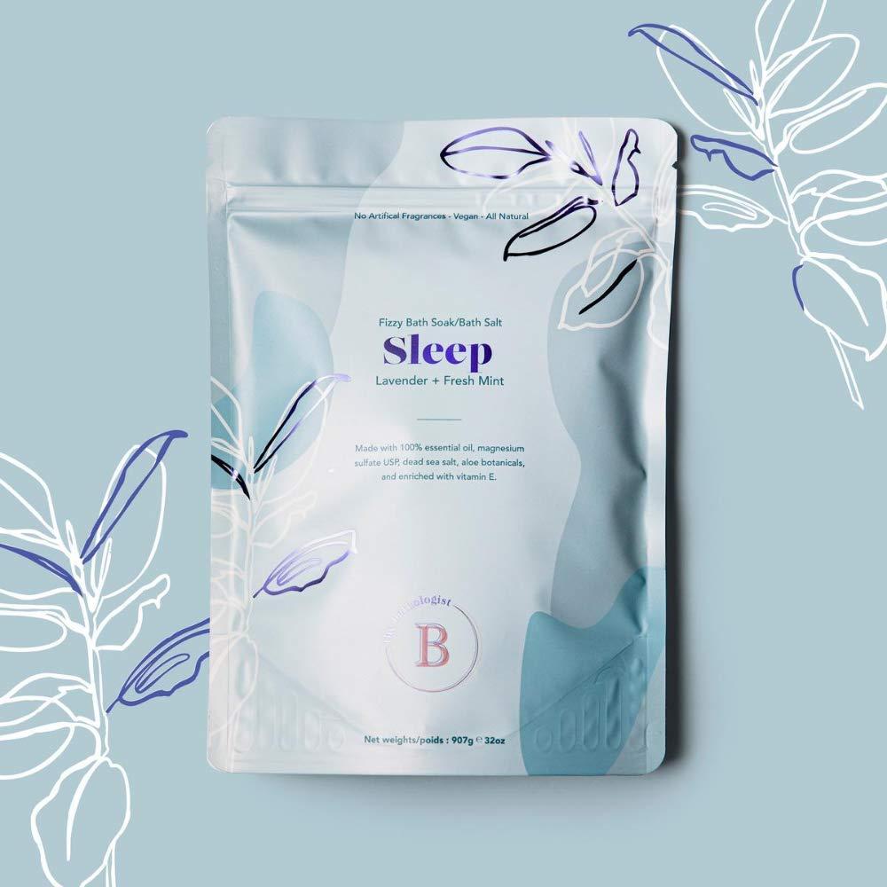 The Bathologist The Bathologist Sleep Fizzy Bath Soak, Made with Magnesium Sulfate, Dead Sea Salt & Aloe Botanicals, Lavender & Fresh Mint for Restful Sleep and Stress Relief, Approximately 5 Baths, 32 oz