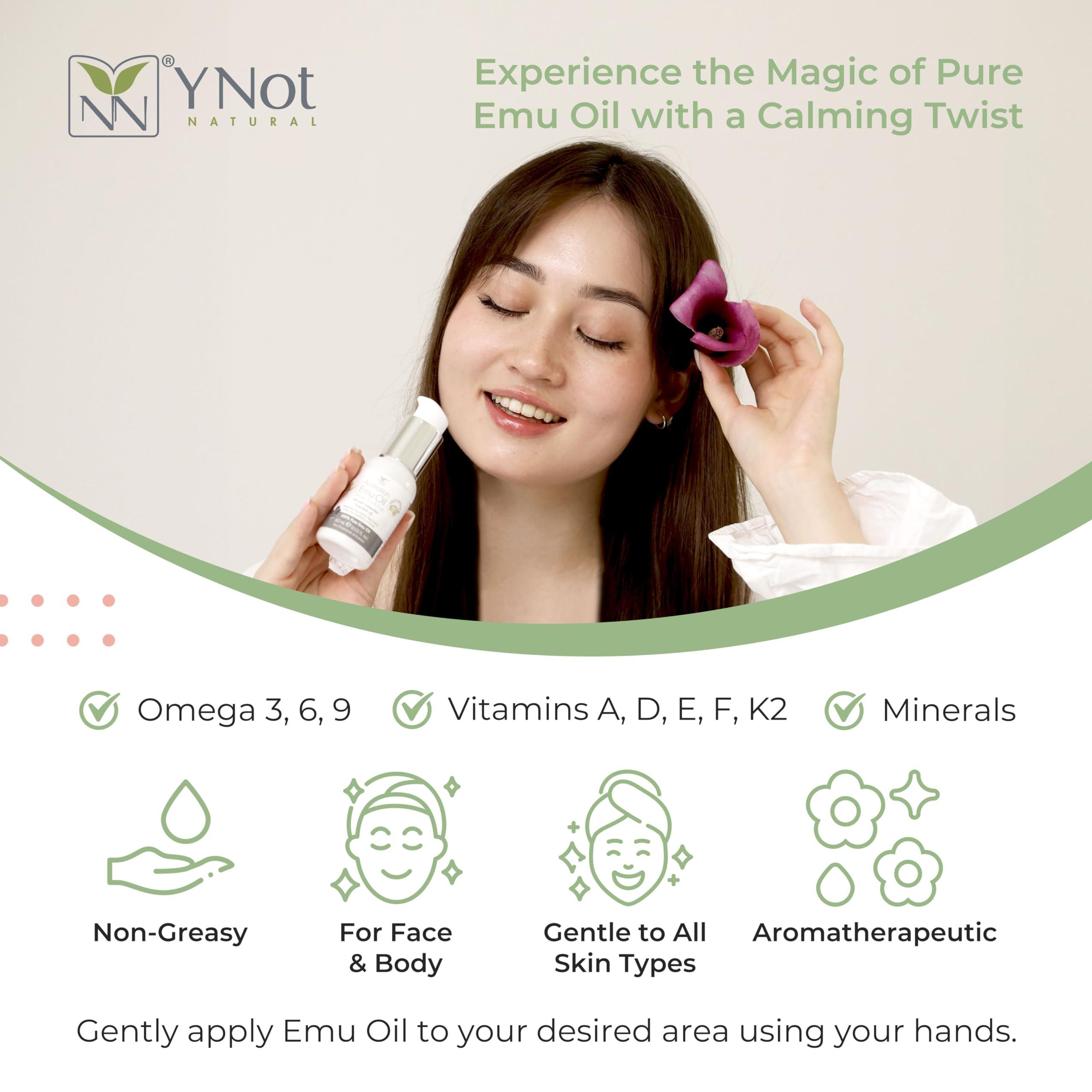 YNN Y-Not-Natural Emu Oil Pure Skin Moisturizer - Nail, Body, Face, Scalp & Hair Moisturizer with Omega 3, 6, 9, Vitamins, & Minerals - Australian Emu Oil for Skincare by Y-Not Natural - 200mL, Blue Gum Eucalyptus