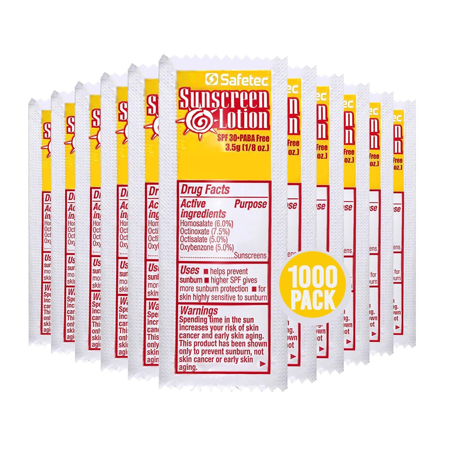 HOMESPHERE Sunscreen Lotion, SPF30 Protection and PABA Free, Individual Packets of Sunscreens (Pack of 1000) Travel Size Sun Screen for Outdoors, Bundled with reclosable Homesphere bag