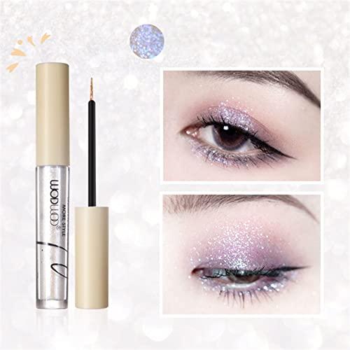 Generic Liquid Glitter Eyeshadow Silver Metallic Shimmer Waterproof Long Lasting Quick Drying Sparkling Cosmetic Glitter Liquid Eye Shadow for Women&Girls Makeup Glitter Makeup for Preteen (E, One Size)