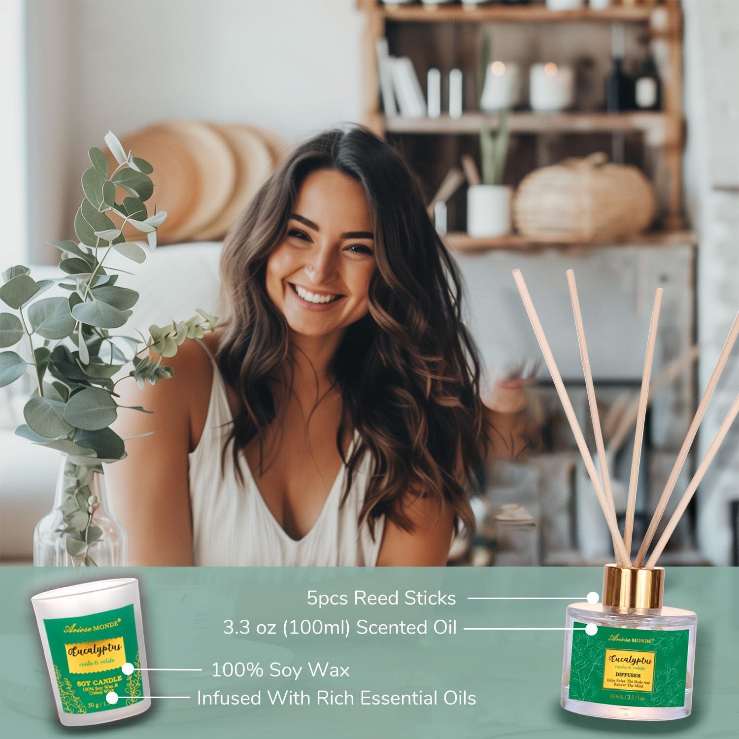 ArioseMonde Gift Baskets for Women, Spa Gifts for Women-13pcs Eucalyptus At Home Spa Kit with Body Salt, Bubble Bath. Relaxing Bath Sets for Women Gift, Birthday Gifts for Women, Mothers Day Gifts for Mom