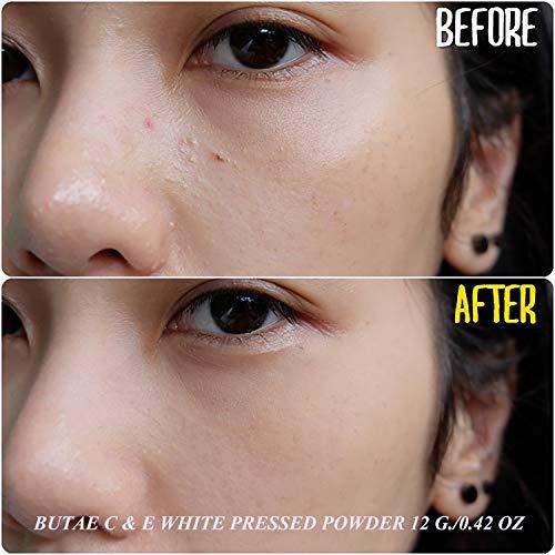 BUTAE C & E White Oil Control Face Pressed Powder Foundation Compact, Covers Dark Spot & Wrinkle, Long Lasting, Natural Radiant Glowing Perfect Skin, Clean Matte Makeup No.1 Soft Beige 12 G./0.42 OZ
