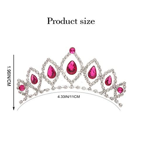 Kilshye Kilshye Princess Tiaras Comb Wedding Crown Combs Red Crytal Tiara Birthday Prom Crowns Headpiece for Women and Girls (Pink)