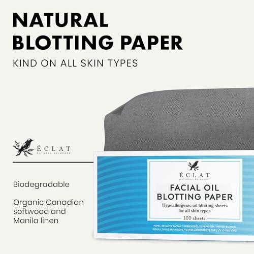 Eclat Skincare Oil Blotting Sheets for Face, Activated Bamboo Charcoal Blotting Paper for Oily Skin Control, Compatible with Oil Absorbing Roller, 100 Oil Absorbing Sheets for Face, Oily Skin, Facial Oil Wipes