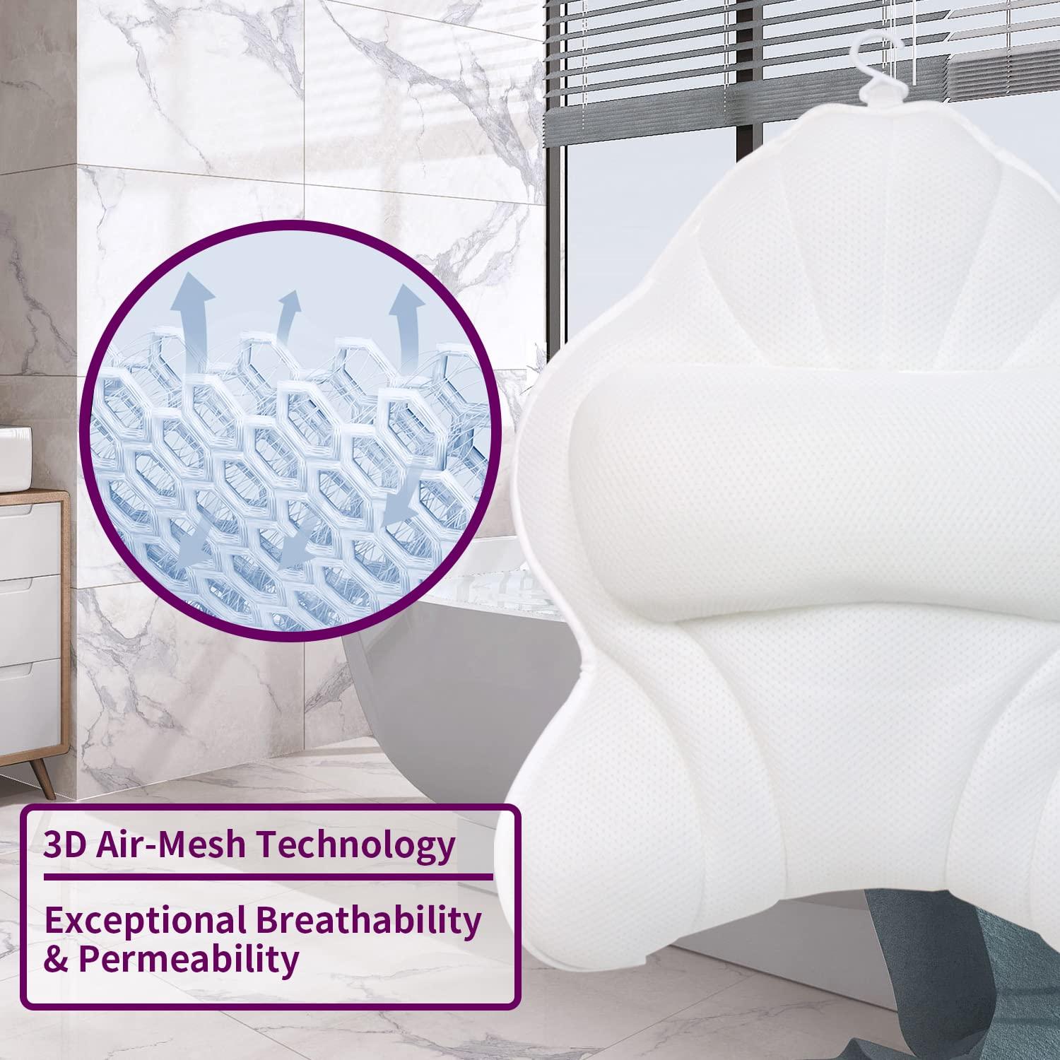 poemland Poemland Extra Thick Large Bath Pillow with Neck,Back,Head Support for Bathtub, Spa, Soaking White(21\'\'x17\'\')