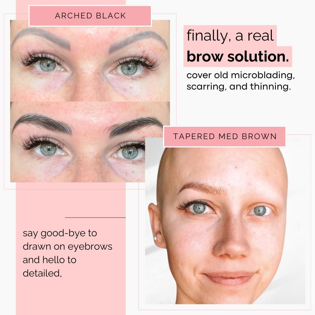 Brows by Bossy 10 Pack Temporary Eyebrow Tattoos Waterproof Eyebrow Stickers, False Tattoos Hair Like Peel Off Instant Transfer Brows For Women And Men | Natural Strokes, Shaping (curved, ginger)