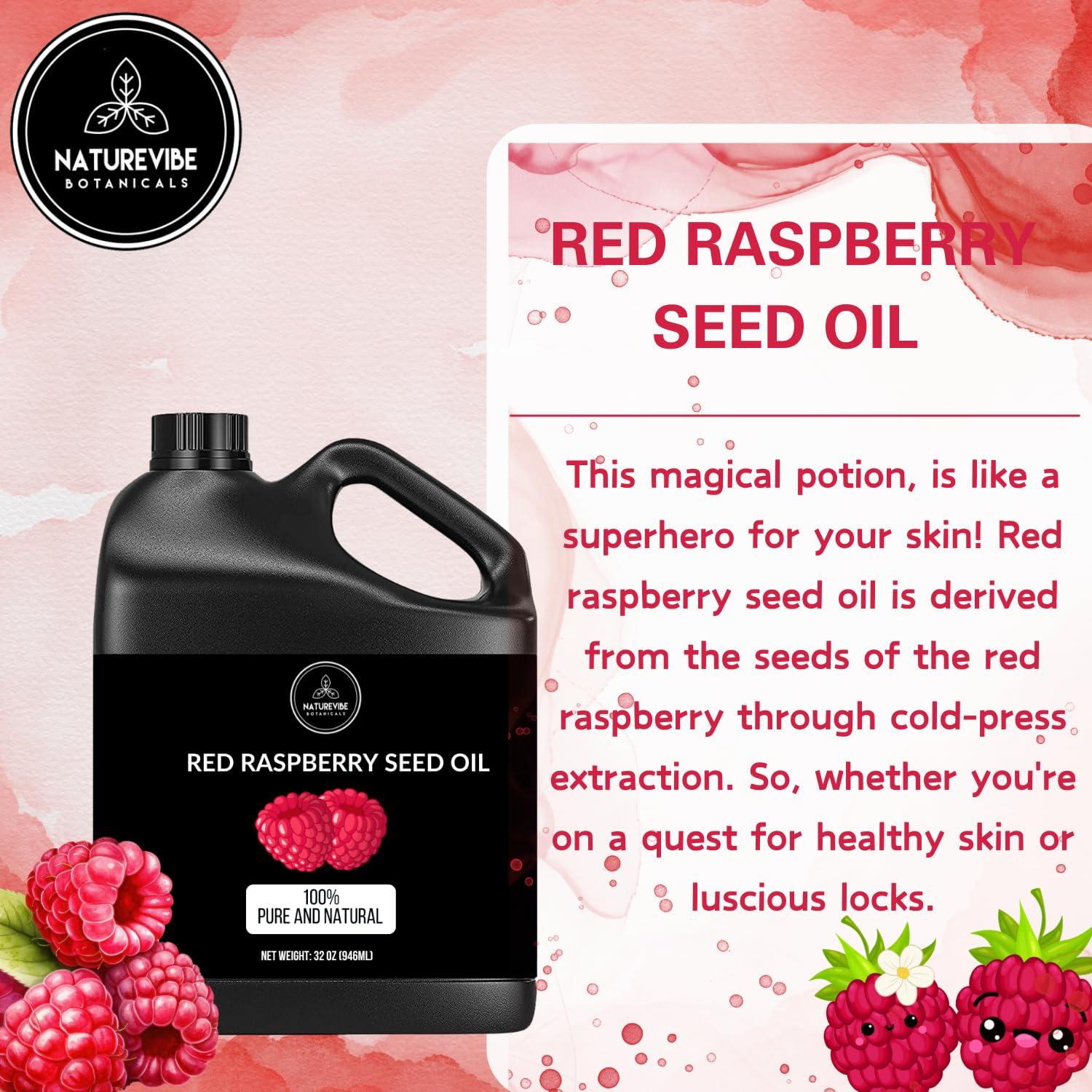 Naturevibe Botanicals Naturevibe Botanicals Red Raspberry Seed Oil 32 Ounces | 100% Pure and Natural | Great for Skin Care and Hair Care