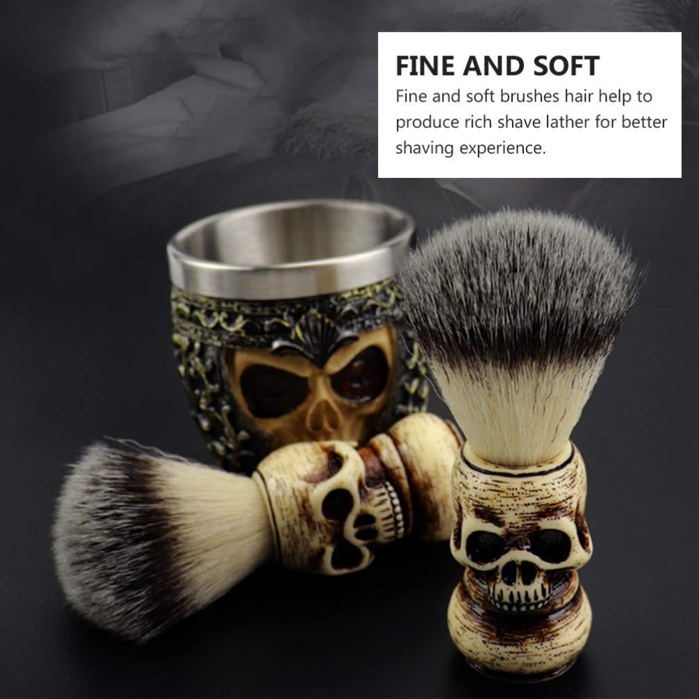 Beaupretty Beaupretty Skull Head Pattern Beard Brush Grooming Kit for Men Shaving Brush Facial Cleaning Tool