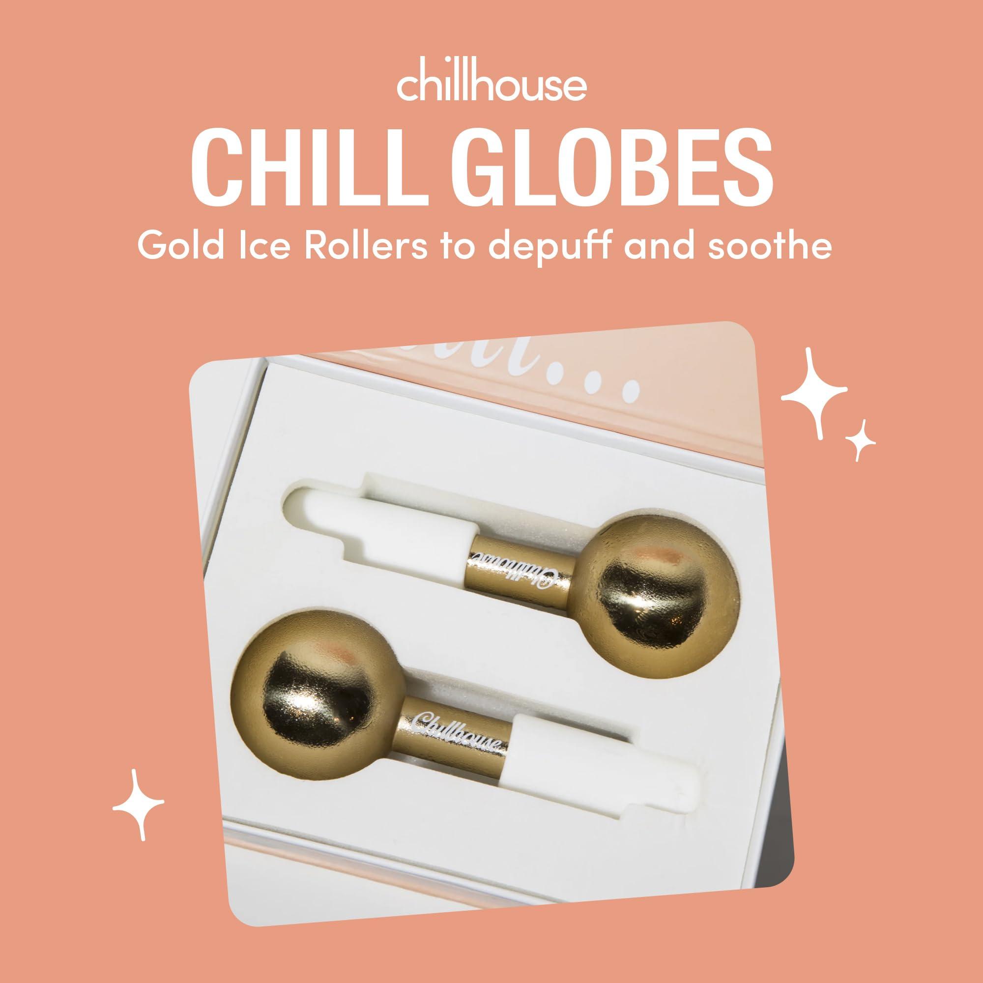 Chillhouse Chillhouse Chill Globes Gold Ice Roller for Face - Premium Skin Care Tools for Wrinkles & Fine Lines, Lifting, Contouring & Depuffing - Facial Ice Roller & Face Massager Tool for Women & Men