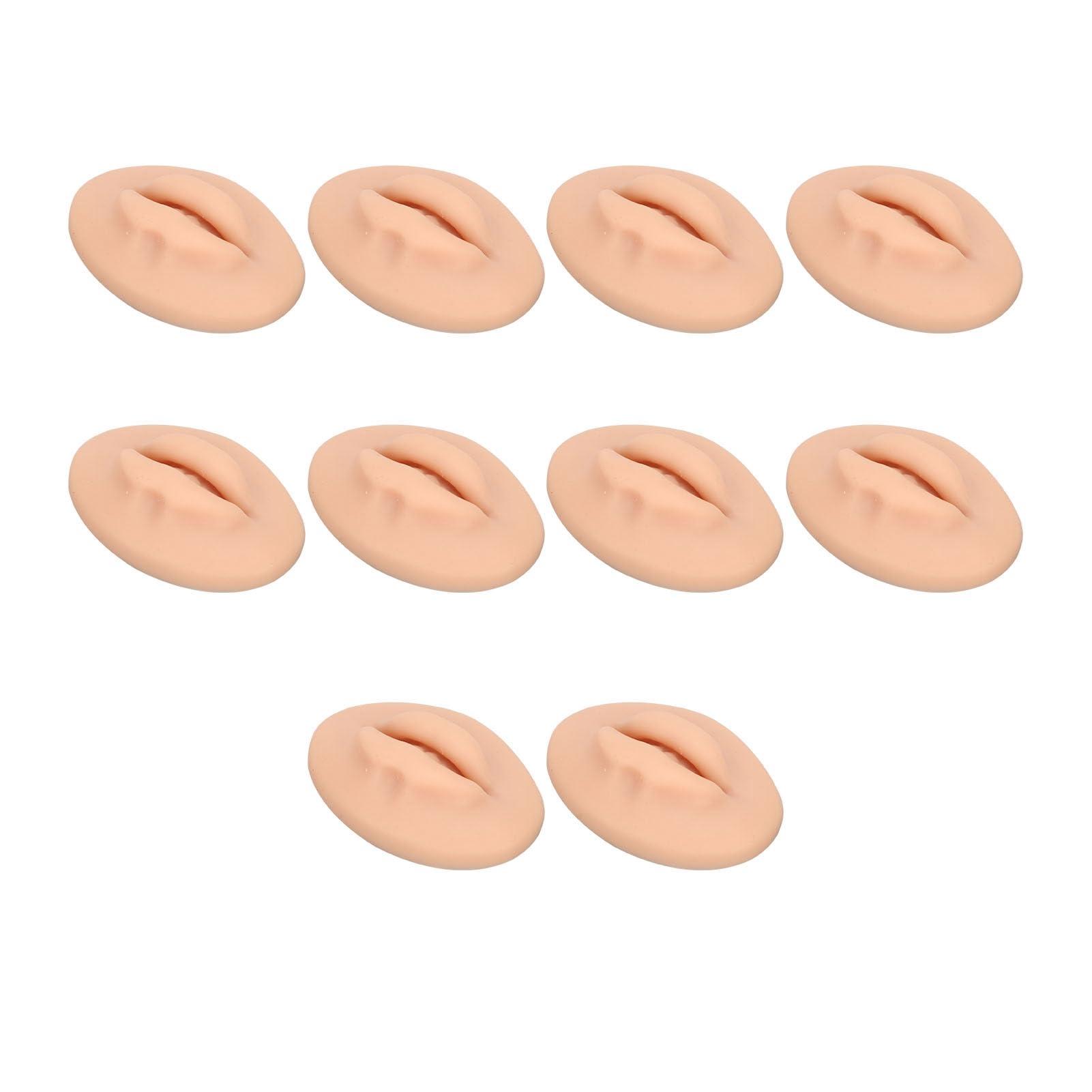 Diydeg Diydeg Fake Lips, 10PCS Silicone Soft Flexible 3D Open Mouth Easy to Apply Colour Practice Lips Highly Reproducible Portable Silicone Lips Model for Makeup Practice (Dark Skin