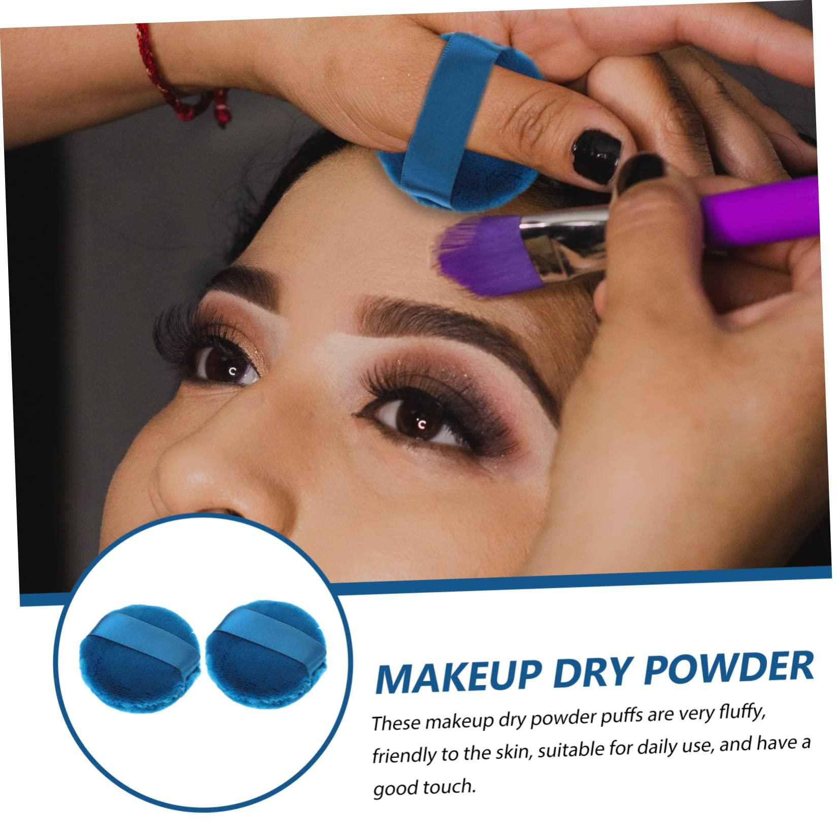 Ipetboom Ipetboom 4 Pcs Powder Puff Face Puff Body Puff Powder Container with Puff Sponge Puff Fluffy Powder Makeup Pads for Pressed Velour Powder Dispenser Makeup Puff Velvet Puffs Plush Blue