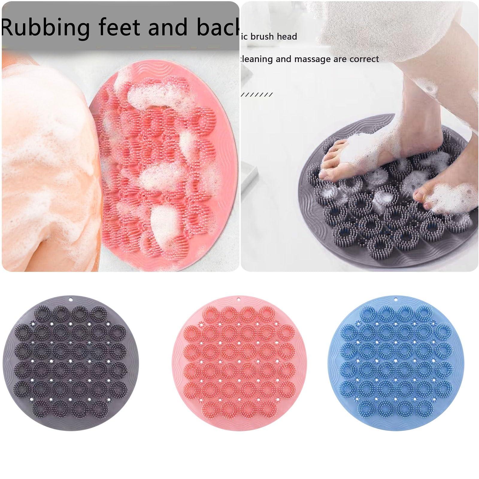 Generic Shower Foot & Back Scrubber, Massage Pad, 2024 New Wall Mounted Back Scrubber, Silicone Bath Massage Cushion Brush with Suction Cups, Bathroom Wash Foot Mat Exfoliating Dead Skin Foot Brush (Red)