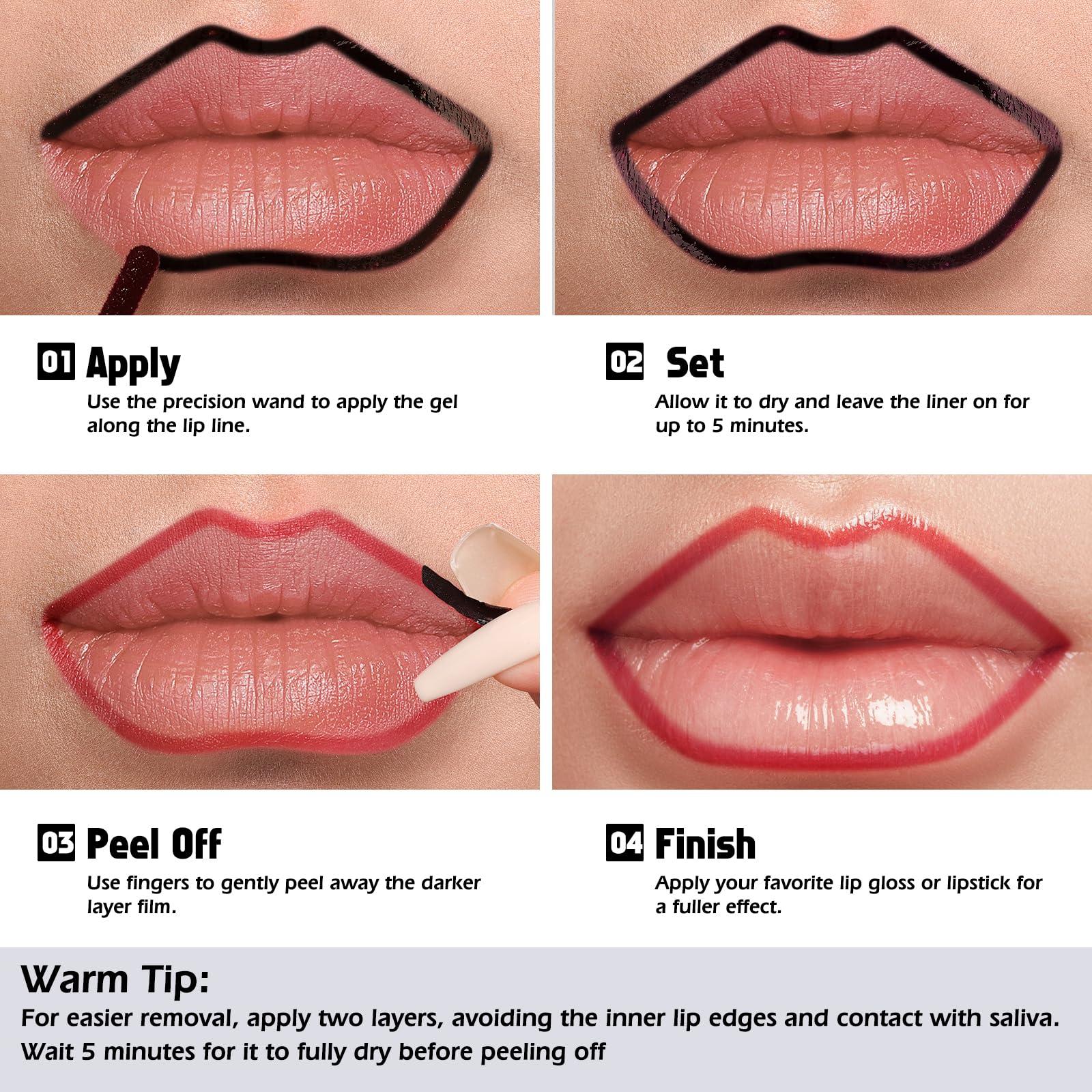 KIMUSE KIMUSE Peel Off Lip Liner Stain, Long Lasting Lip Tint Stain Peel Off, Waterproof, Transfer-Proof, Highly Pigmented Color Peel Off Lip Stain Liner, Matte Finish