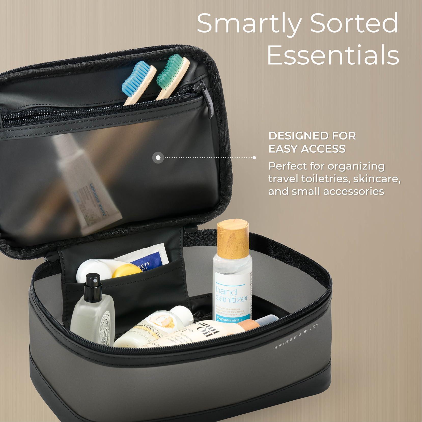 Briggs & Riley Briggs & Riley Translucent Case - Toiletry Bag for Women & Men, Organizer for Bathroom Accessories, Makeup, & Skincare, Dopp Kit for Vacation - Travel Essentials, Black