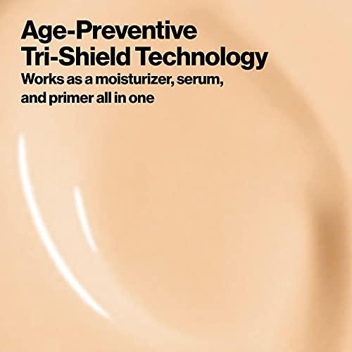 REVLON Revlon Age Defying 3X Makeup Foundation, Firming, Lifting and Anti-Aging Medium, Buildable Coverage with Natural Finish SPF 20, 045 Warm Beige, 1 fl oz