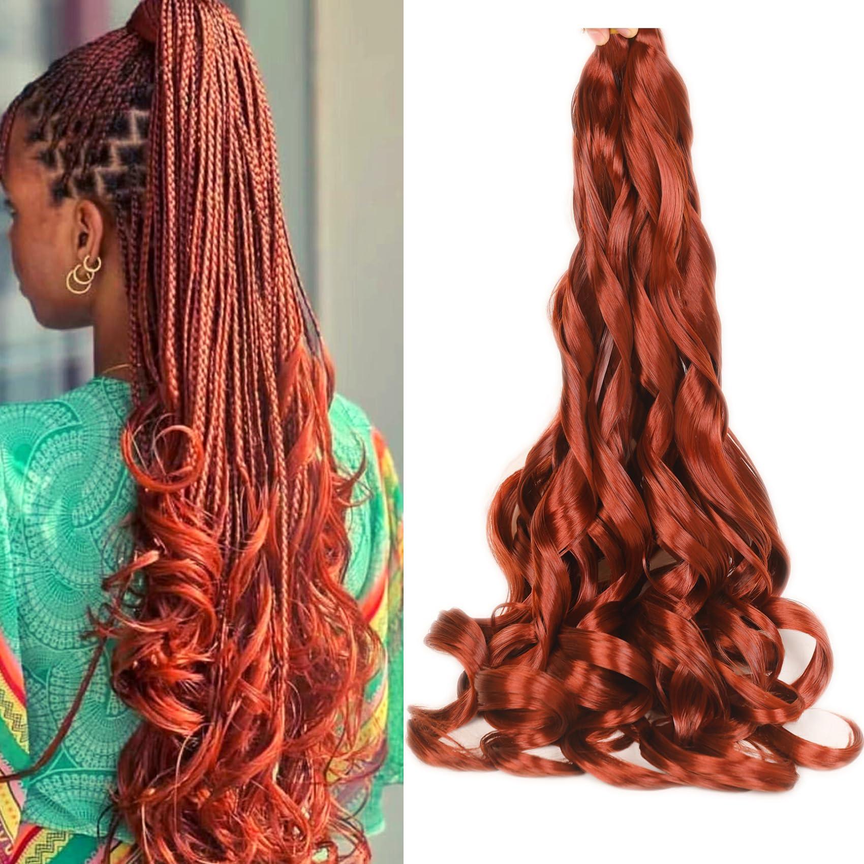 Leticia Ginger French Curl Braiding Hair Curly Loose Wave Braiding Hair Synthetic Fiber Soft 24 inch
