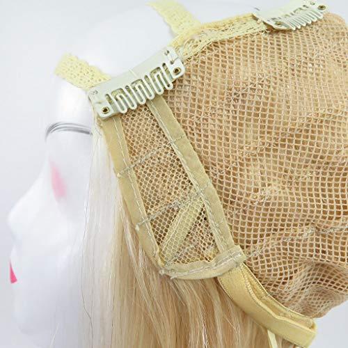 RemeeHi RemeeHi Wavy 5 Clips Hairpieces Hair Extension U Part 3/4 Half Wigs with Adjustable Straps Real Human Hair for Women 16 Inch 27/613# Flax& Blond 140g