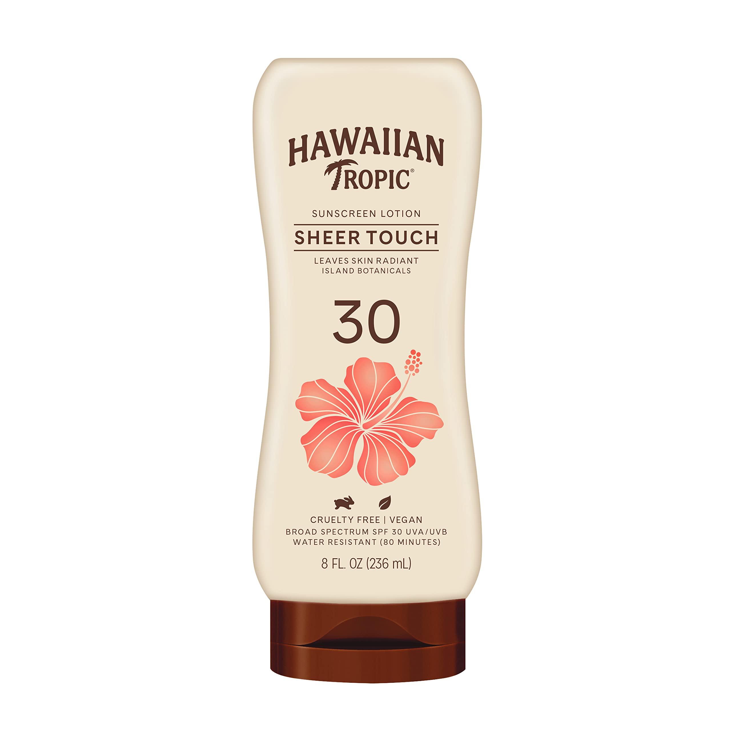 Hawaiian Tropic Hawaiian Tropic Mineral Powder Sunscreen Brush, SPF 30 | for Face, Brush On Translucent Sunscreen, & Sheer Touch Lotion SPF 30 | Broad Spectrum Sunscreen, 8oz