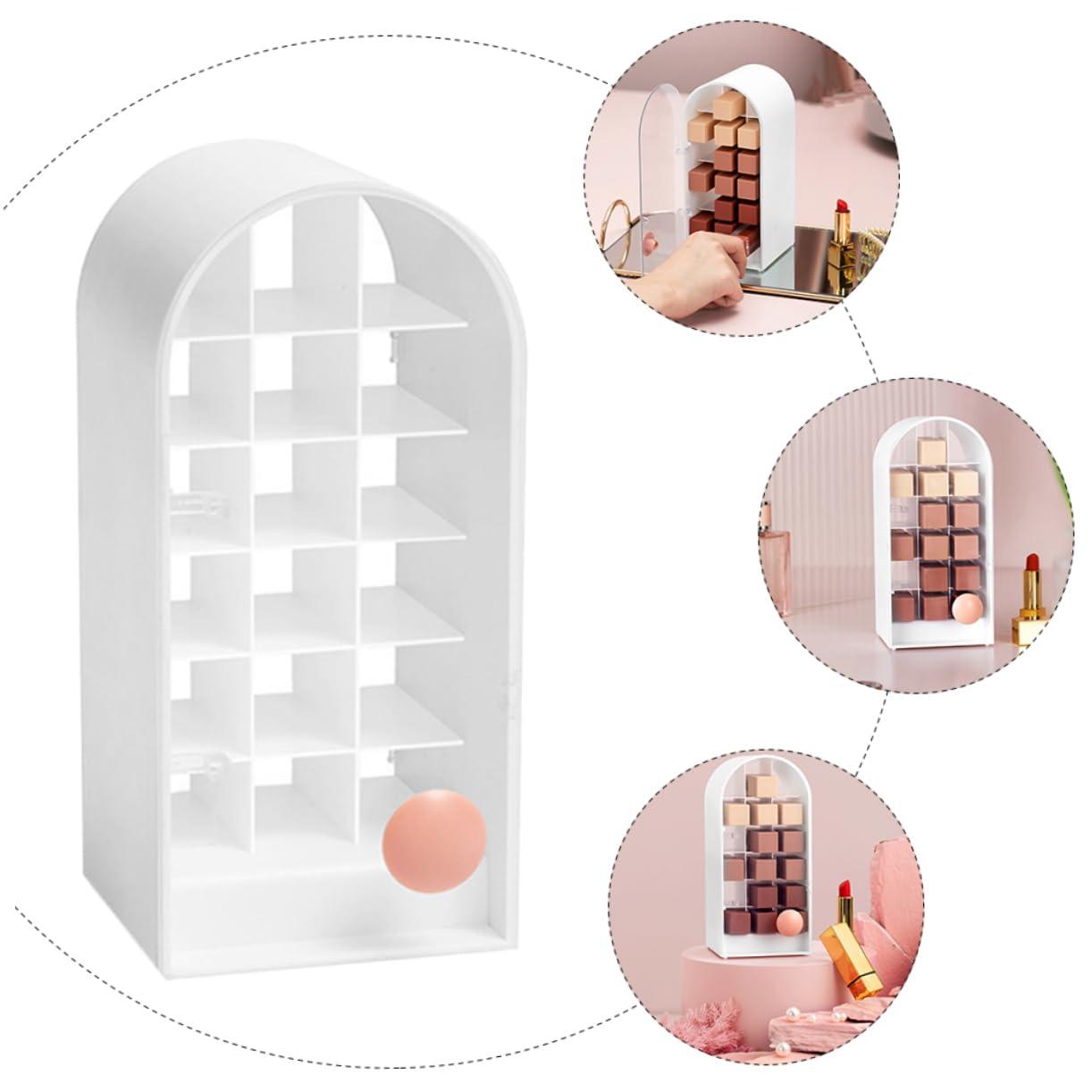 Baluue Baluue 1pc Lipstick Storage Box Lip Gloss Stand Desktop Cosmetic Makeup Display Rack Cosmetic Display Cases Clear Cosmetic Makeup Organizer Lipstick Holders and Organizers White Abs