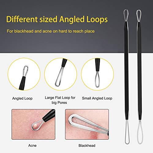 Boxoyx Pimple Popper Tool Kit - Boxoyx 10 Pcs Blackhead Remover Comedone Extractor Kit with Box for Quick and Easy Removal of Pimples, Blackheads, Zit Removing, Forehead,Facial and Nose (Black)
