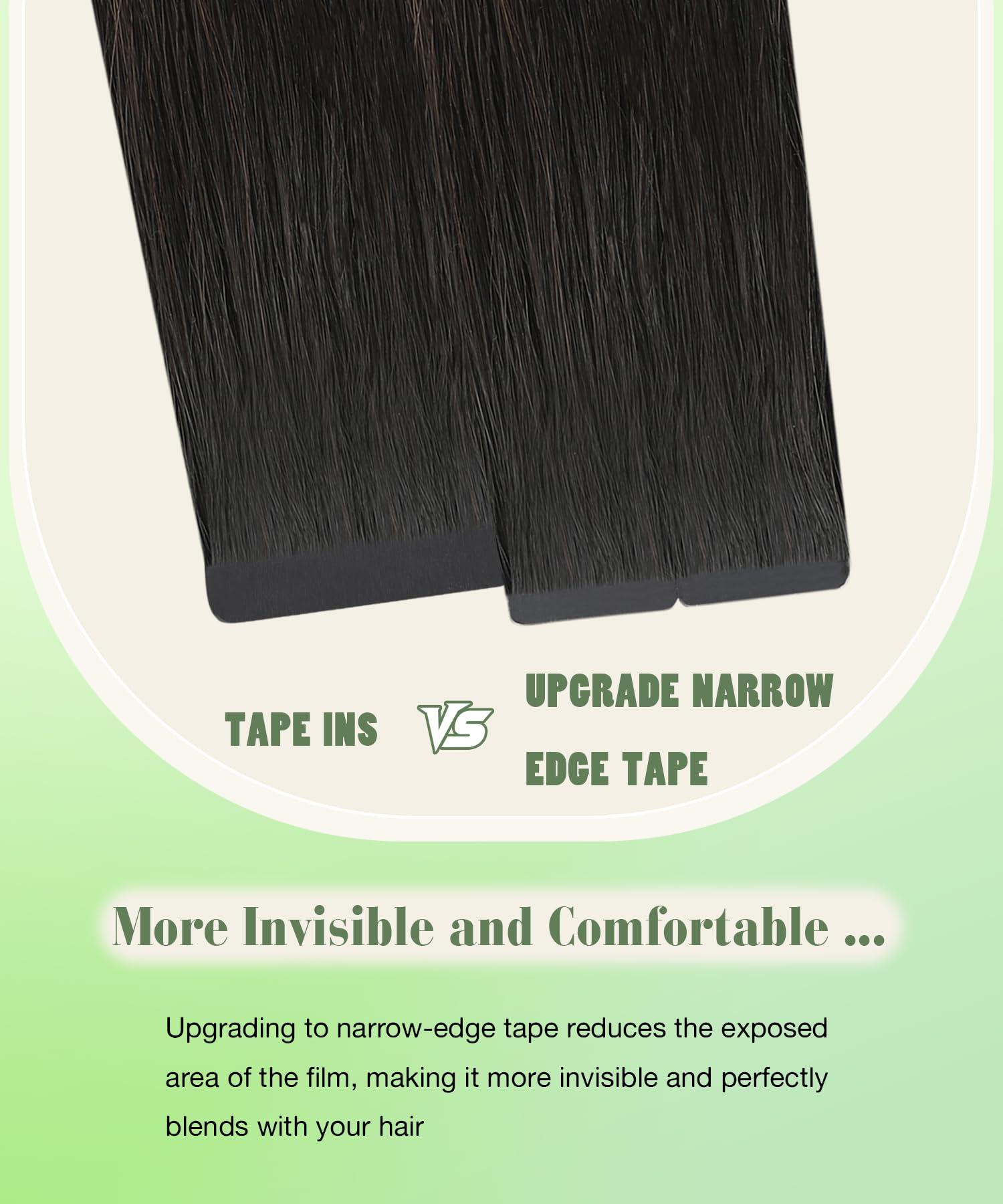 SURNEL SURNEL Tape in Hair Extensions Human Hair 16 inch Tape in Hair Extensions Color 1B Fading to 4 Brown Highlighted 27 Blonde Tape Hair Extensions 20 pcs 50g(#1B/4/27-16)