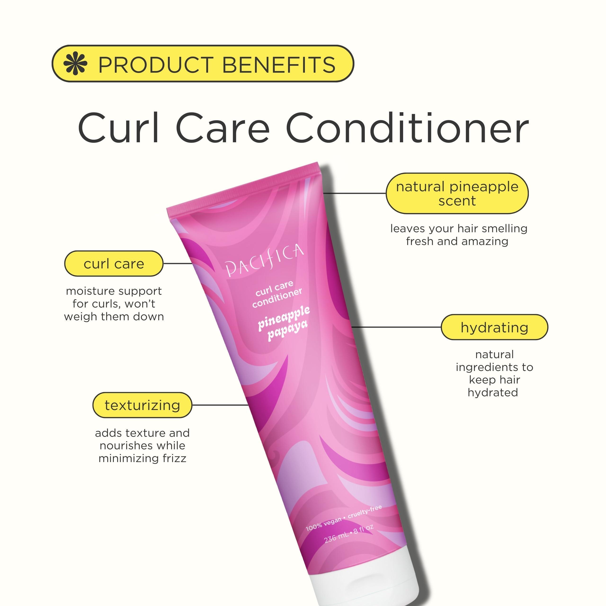 Pacifica Pacifica Curly Hair Conditioner - Pineapple Papaya Curls Hair Care Treatment, Designed to Enhance Natural Curls, Color-Safe, Vegan & Cruelty-Free Dermatologist Tested