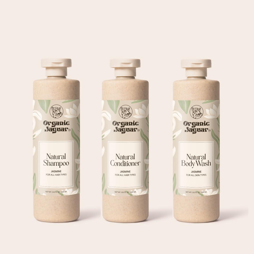 Organic Jaguar Organic Jaguar Natural Shampoo for Hair Care, Sulfate Free Shampoo with Castor Oil, Honey, Biotin, Glycerin, Aloe Vera & Mild Thickening Agent, Unscented, Dry to Color Treated to All Hair, 13.5 fl oz