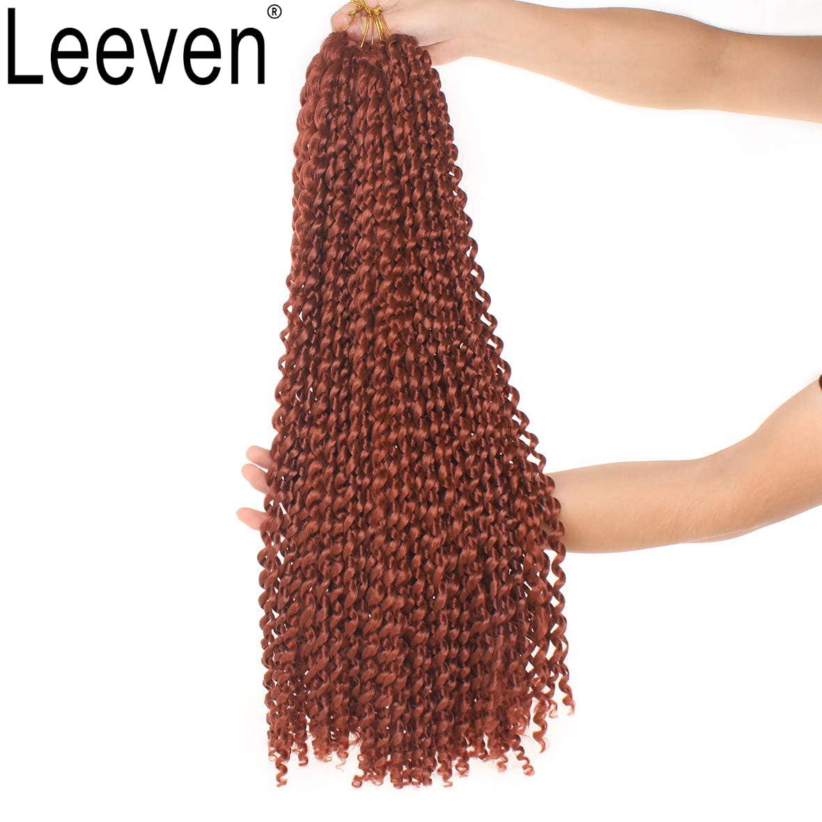 Leeven Leeven 7 Packs 24 Inch Copper Red Passion Twist Hair for Butterfly Locs Long Bohemian 350# Water Wave Passion Twists Crochet Braiding Hair 18 Strands/Pack Hot Water Setting Synthetic Braids Hair