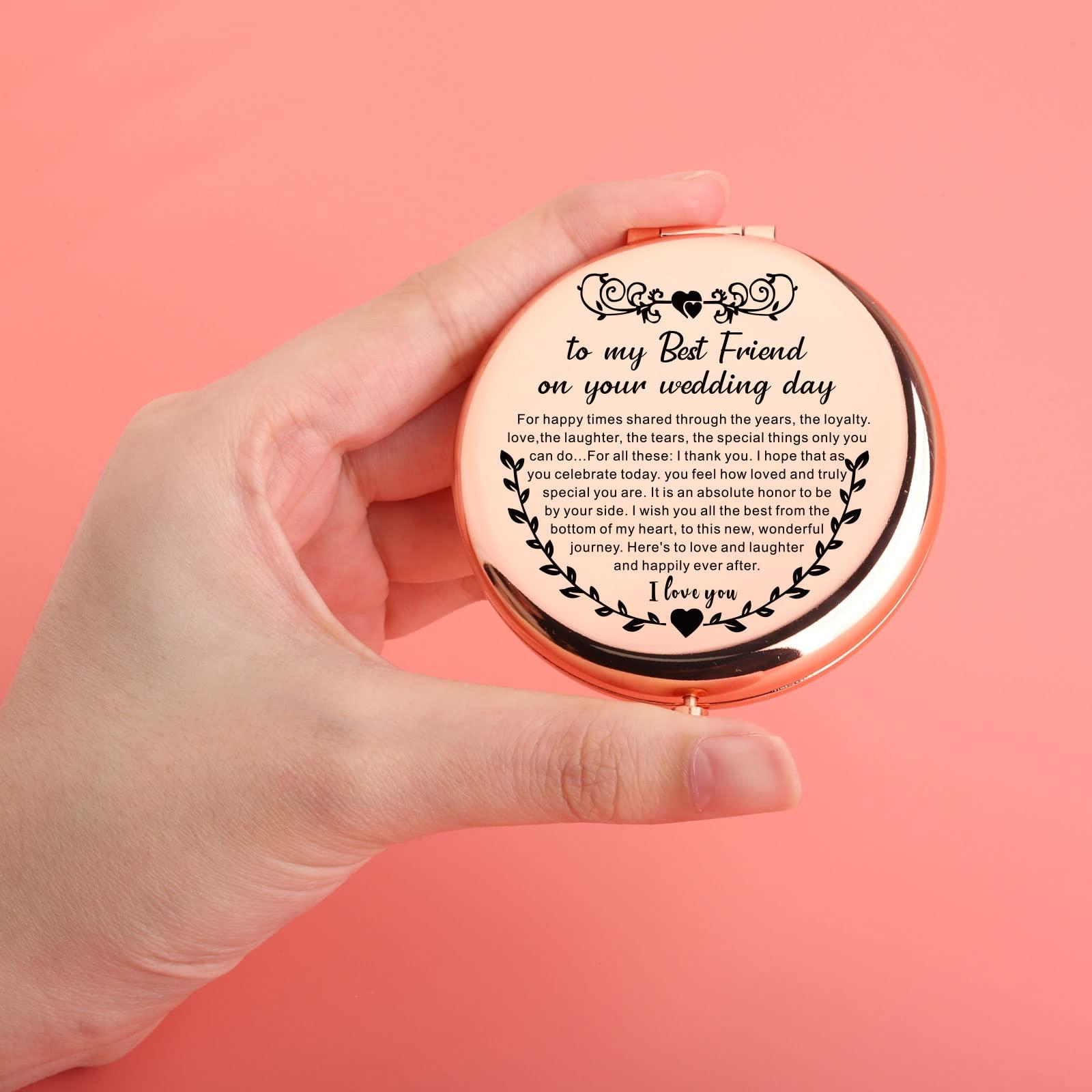 UJIMS UJIMS to My Best Friend on Your Wedding Day Gifts for Bride Best Friend to Bride Makeup Mirror Wedding Gift for Bride (Best Friend to Bride Mirror)