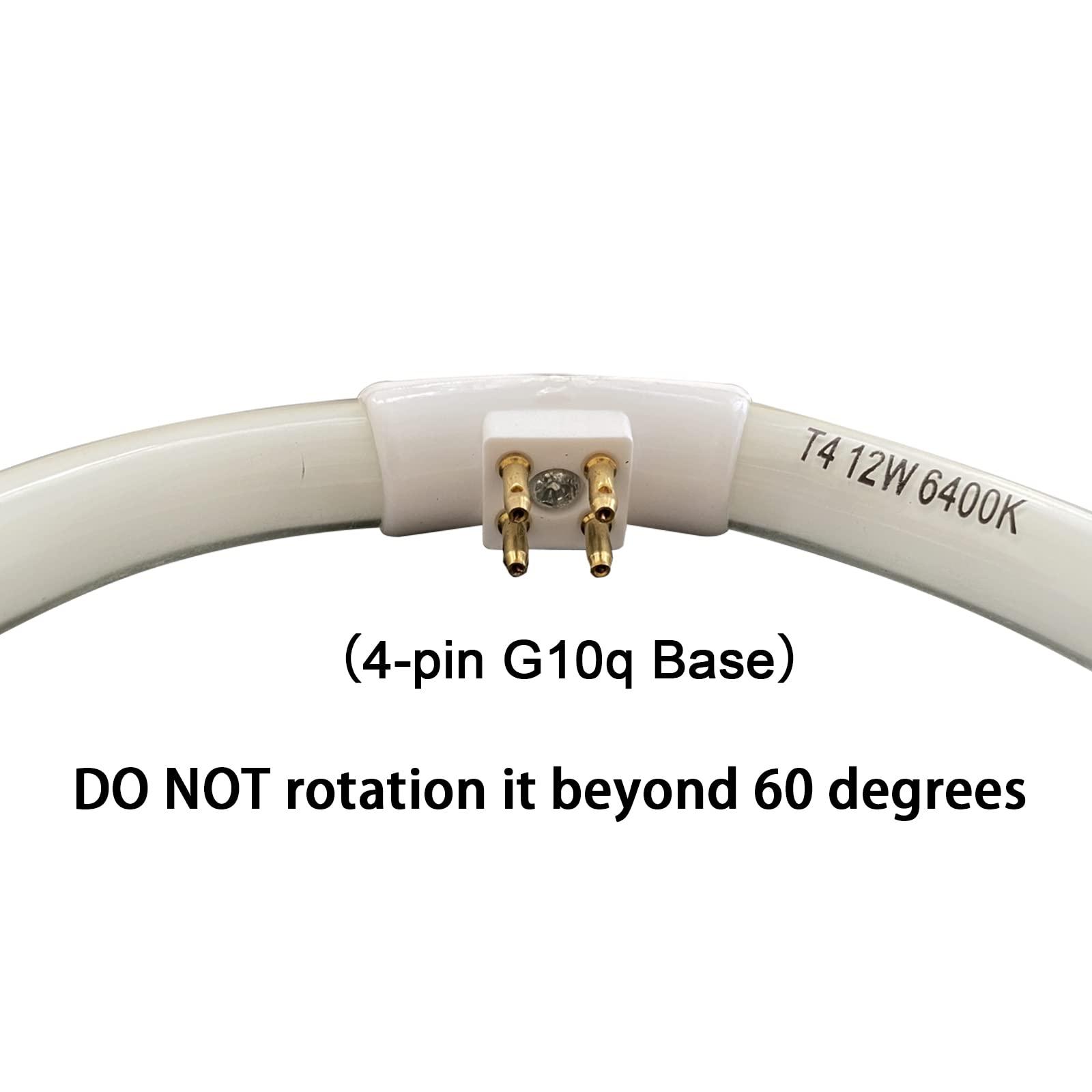 Flyercatch (2 Pack) 5.5 inch OD, 4 Pins Inside, T4 12W 6400k Circular Bulb Replacement for Conair Makeup Mirror, Round Fluorescent Lamps- FC121