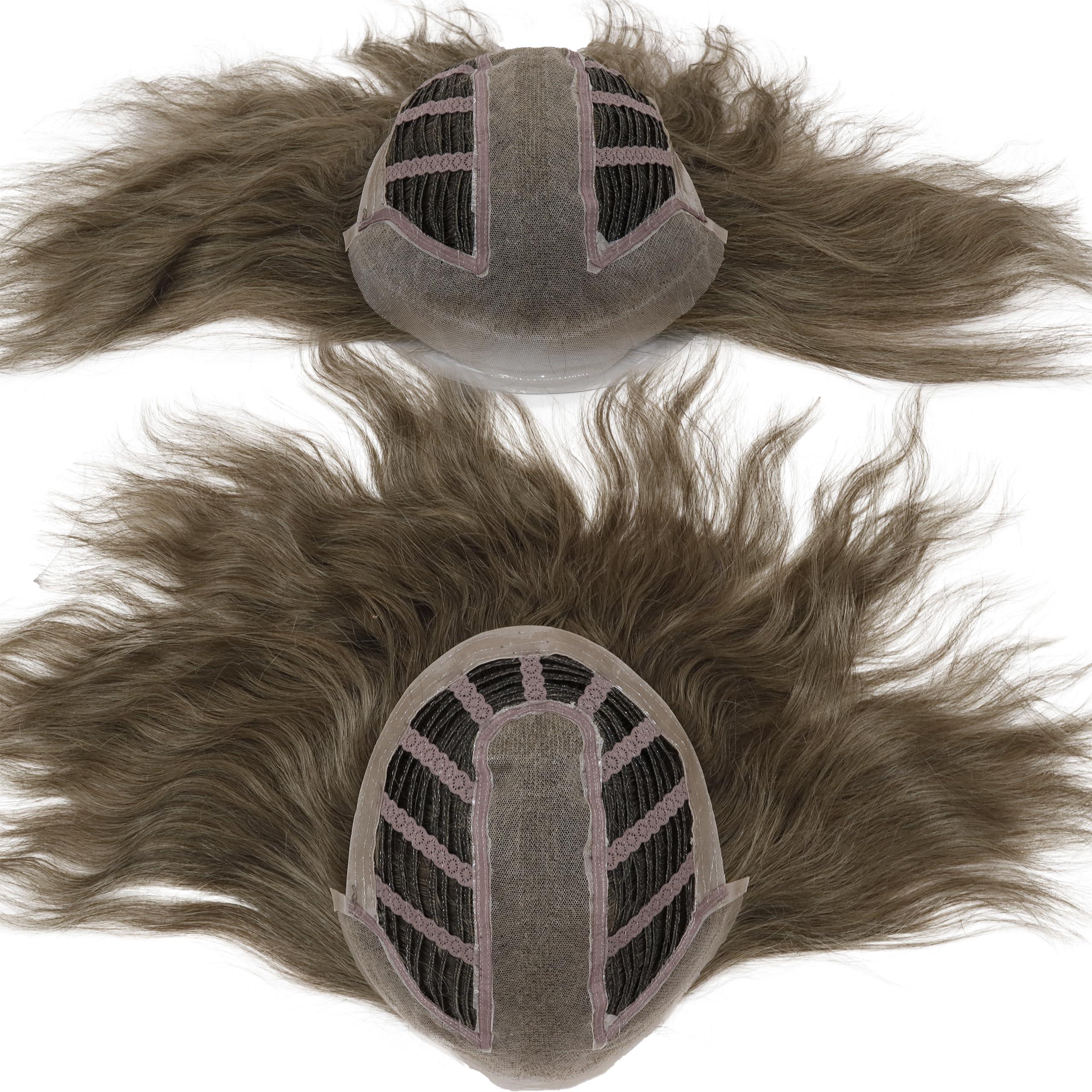 Lishy Lishy 14inch Long Hair Replacement System for Mens Toupee 100% European Virgin Human Hair Pieces Lace Front Man Wigs Men Hairpieces 10x8inches (Straight, #17 Light Blonde Brown Color)