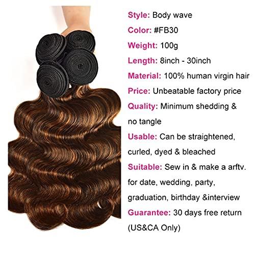 Beauty Forever Beauty Forever Ombre Highlight Brazilian Body Wave Virgin Hair 3 Bundles 14 16 18 Inch,Ombre Blonde Remy Human Hair Wavy Weaves Hair Extentions Color FB30
